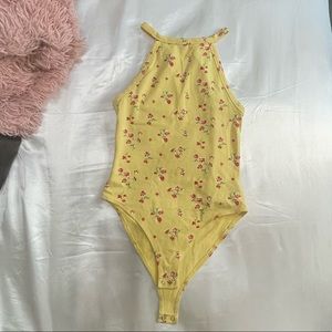 Forever 21 yellow rose body suit